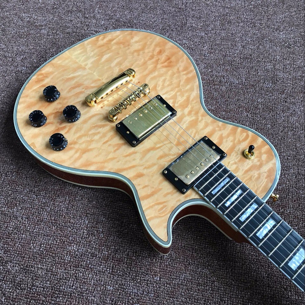 New standard LP CUSTOM SHOP Hot sale LP custom electric guitar flame maple cover natural color gold hardware