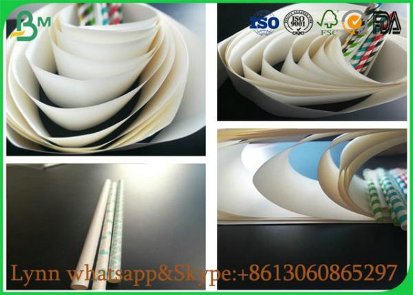 Glossy Food Grade Paper Roll , 41GSM TO 120GSM OF Straw Pipe Wrapping Paper For