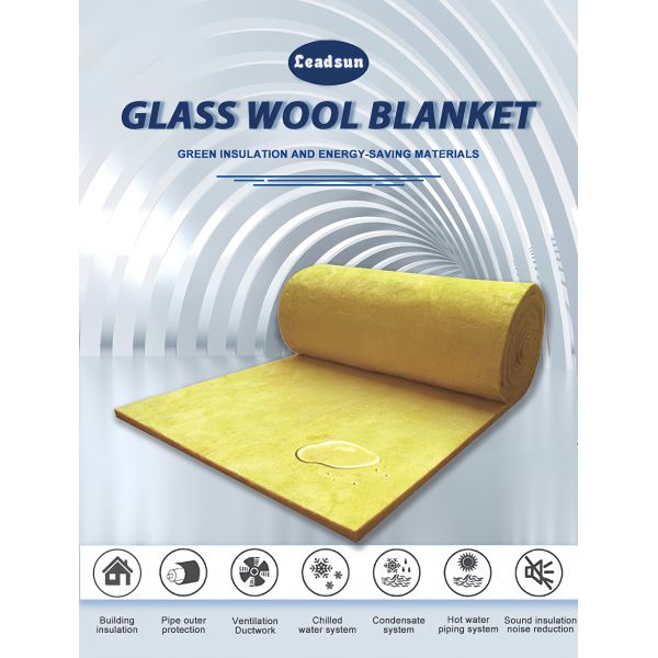10 - 48kg/m3 GlassWool Blanket Heat Insulation Soundproof Fireproof For HVAC Systems