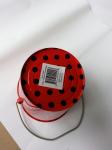 Black Dot Red Printed Metal Tin Bucket Double Sided Printed 6.25 x 6.25 x 5.5"