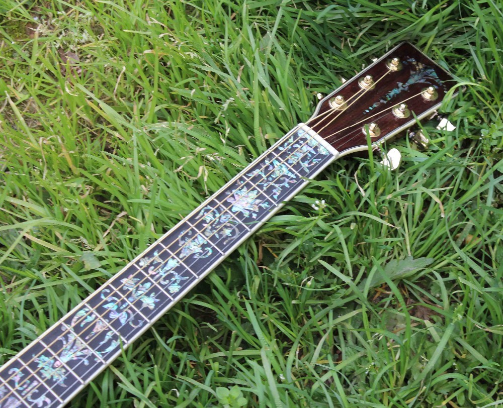 Factory 41 inch Koa wood acoustic guitar,Ebony fingerboard Abalone inlays D45k style koa guitar,Free shipping