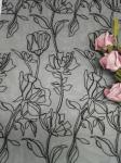 Corded Black Embroidery 3D floral Lace fabric Flower Tulle Mesh