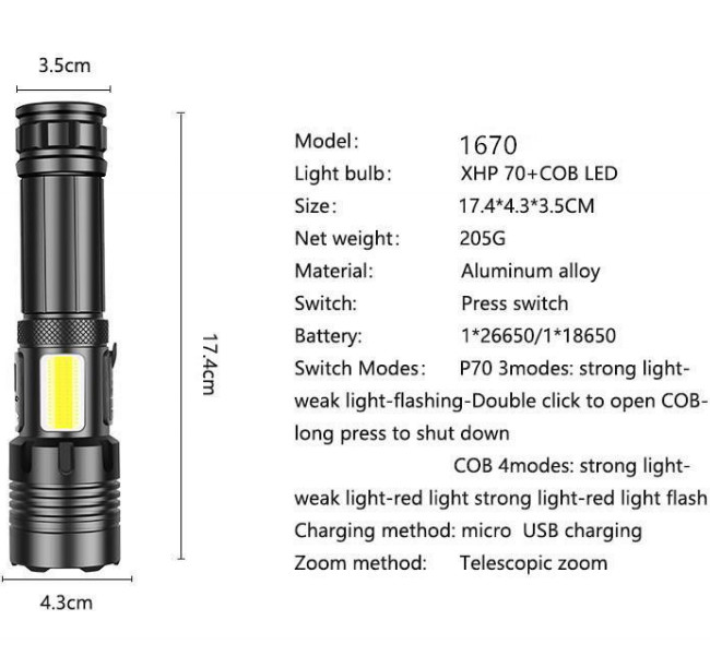 High Power Emergency LED Torch Flashlight Adjustable Focus for Camping