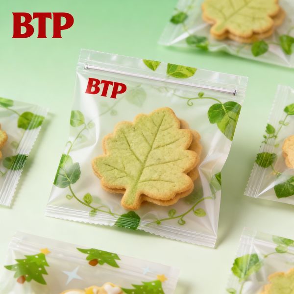 Christmas New Year Food Snack Candy Cookie Moisture Proof Laminated PET/CPP Zipper Plastic Bag with Window Digital Printed