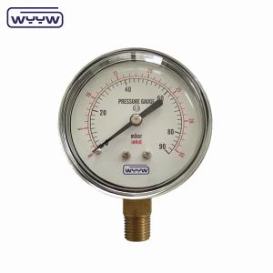 Wholesale black steel 1/4&quot;npt bsp brass thread radial accuracy 1.6 low pressure manometer air 60mbar pressure gauge from china suppliers