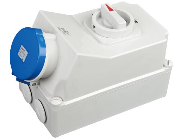 3P 63A IP44 Watertight Industrial Socket Outlet With Switch 3rd Generation