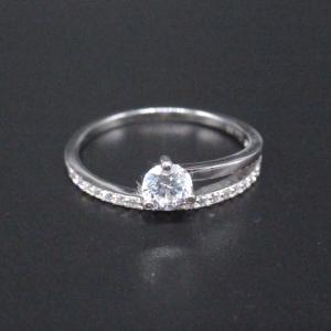 Wholesale Asymmetric 925 Silver Cubic Zirconia Rings / Plating Rhodium Silver Engagement Rings from china suppliers
