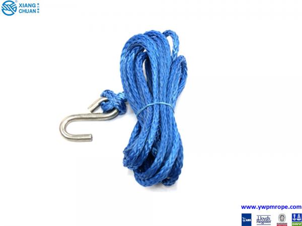 Quality 6mm x 6m high tech trailer winch rope with S type stainless steel hook for sale