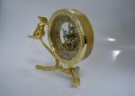 Table Stainless Steel Skeleton Clock Vintage Design With Brass Support