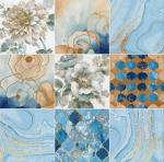 20x20cm SGS TV Background Wall Tiles , W.A0.02 Golden Ceramic Tile Rainbow Style
