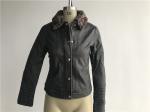 Levis Ladies' Charcoal Pleather Jacket With Detachable Sherpa Collar LEDO1741