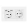 Buy cheap EU 2gang power socket,16A electrical plug grounded ,socket with usb, 146mm*86mm from wholesalers