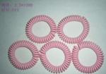 Lovely solid pink color sprial wrist band coil key chain with split ring&thumb