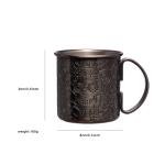 Etching Design Stainless Steel 304 Mule Mug Black Travel Camping Wine Mug For