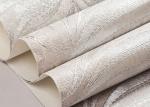 Moisture - proof Silver White Leaf Pattern Wallpaper For Living Room