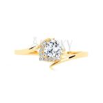 9K Yellow Two Tone Gold Round Diamond Halo Circle Engagement Ring - Prong Set