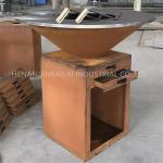Portable Circle Plancha CookingBbq Barbecue Fire Pit Corten Steel