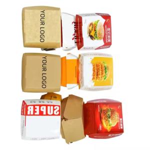 Wholesale Eco-friendly Disposable Fast Food Boxes Custom Logo for Burger Packaging from china suppliers