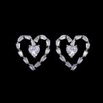 Customized Sterling Silver Round Earrings / Cubic Zirconia Bulk White Gold