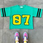 Custom Print Logo Shorts Sleeve Oversized Heavyweight Unisex Boxy Knitted Jersey