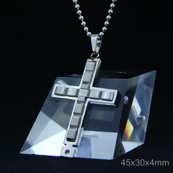 Trendy Stainless Steel CZ Crystal Stones Inlay Cross Plus Symbol Necklace
