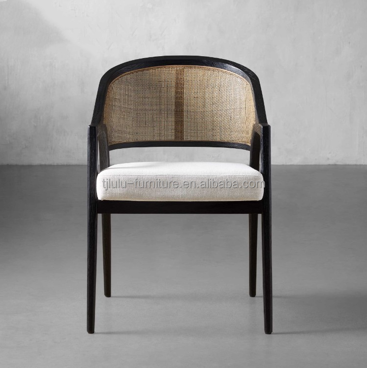 Simple Nordic Design Modern Solid Wood Rattan Fabric Dining Room Chair for Morden Restaurant