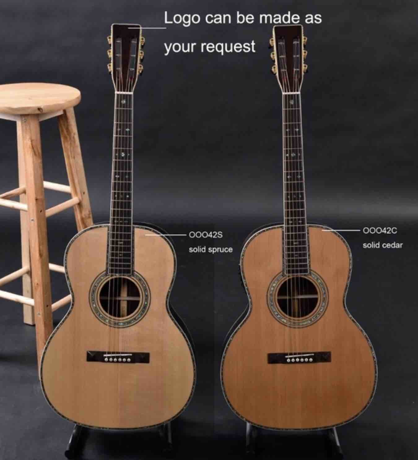 OEM custom acoustic guitar OOO body shape Guitar solid Cedar top real abalone binding and ebony fingerboard