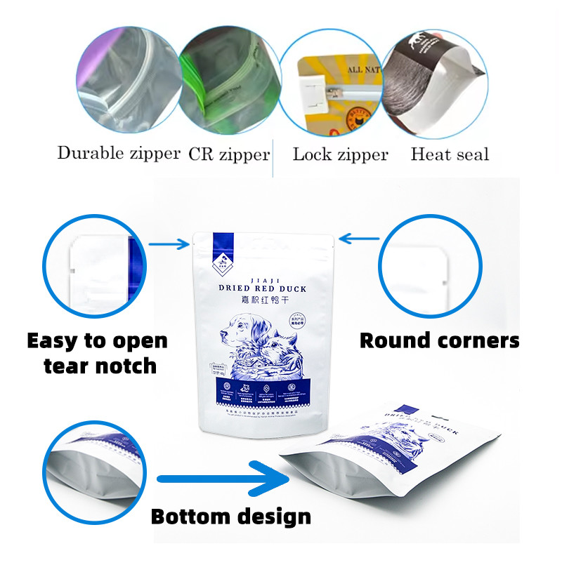 Pet Food Packaging Bag Printing Custom Manufacturer Pet Plastic Composite Standing Zipper Bag