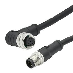 Wholesale A Code 8 pin M12 Waterproof Connector Angle Female To Straight Male Cable Connector from china suppliers
