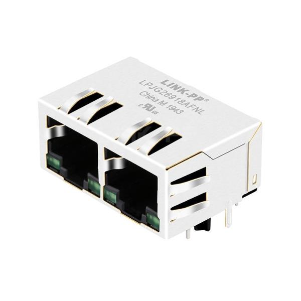 LPJG26918AFNL 100/1000 Base-T 10p8c Tab Down Green/Green LED 1x2 Port RJ45