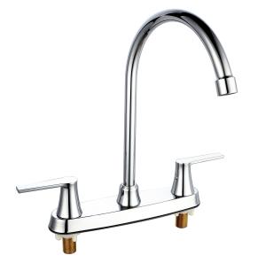 Wholesale Ceramic Cartridge 2 Handle High Arc Kitchen Faucet Centerset Chrome Finish from china suppliers