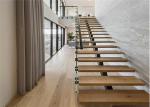 Easy Assembling Modern Straight Staircase , Steel Wood Stairs For Public Project