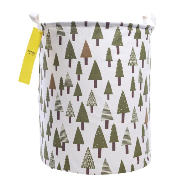 Puting Foldable washing laundry basket toy storage bag cotton lenon customized green gree laundry facility
