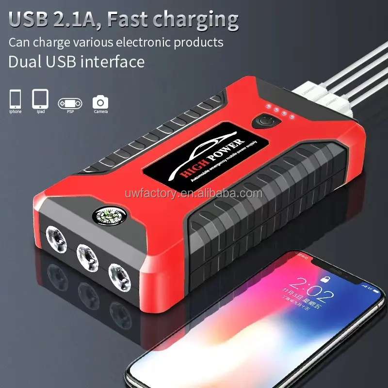 Nominal Voltage 7.68kwh/10.24kwh/12.8kwh/15.36kwh 20000mA Car Jump Starter 600A Portable Car Charger Booster Power Bank