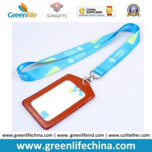 Wholesale Custom Printed Silkscreen Printing Logo Working Lanyard Holder w/Leather Card Holder Combo from china suppliers