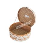 Fashion Round Suitcase Hat Box Paperboard Suitcase Box With PU Handle For