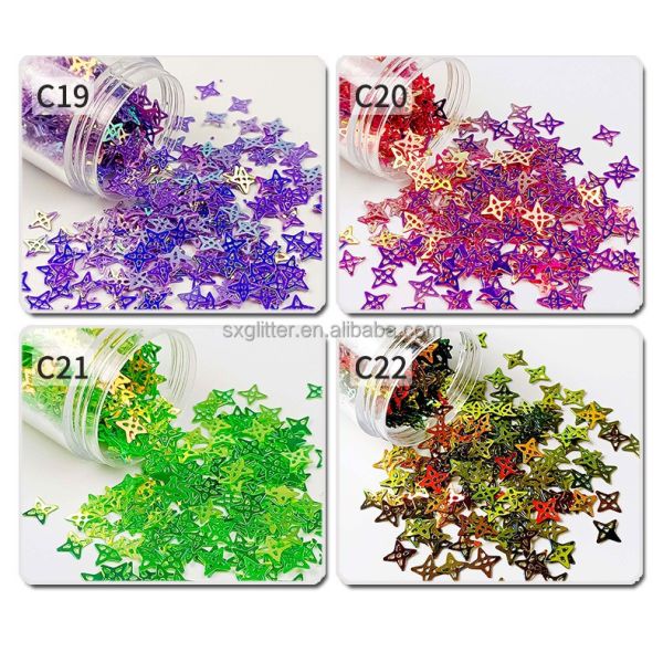 DIY Craft Embellishments Hollow Four Pointed Star Sequins in Mixes and Customized Shape