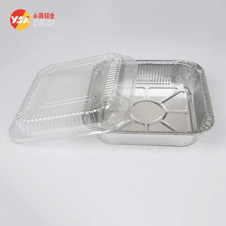 Disposable Tin Foil Trays Food Packaging Aluminium Container Disposable Aluminum Tray With Plastic Lid