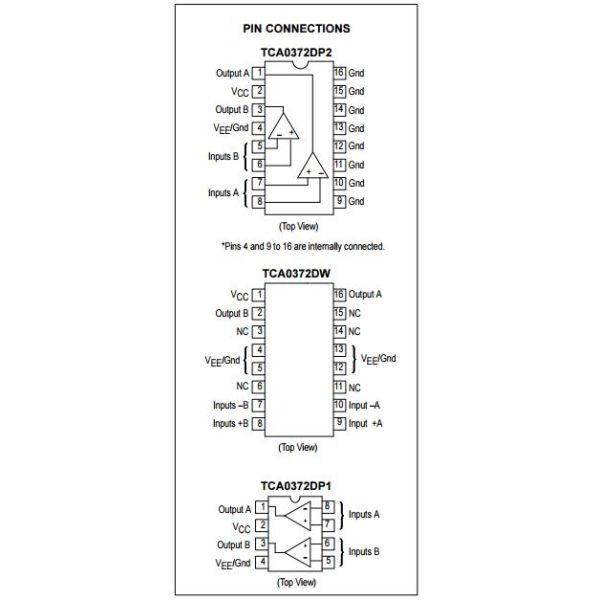 TCA0372DW Integrated Circuit Chip , Dual Power Operational Amplifier IC Chip
