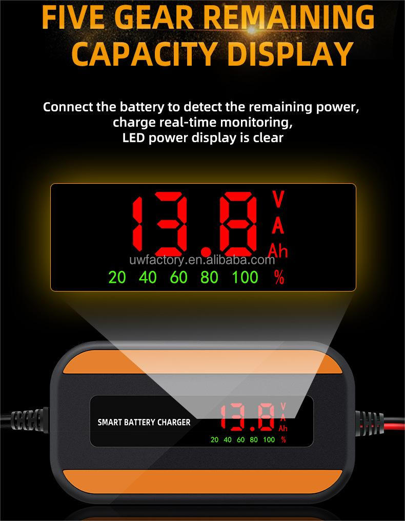 90% Charging Efficiency 12V 2A 3A 4A Car Battery Charger with Intelligent Smart Sealed Lead Acid Battery and Current Protection