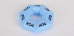 One week 7 compartments round shaped plastic pill organizer, Travel plastic pill