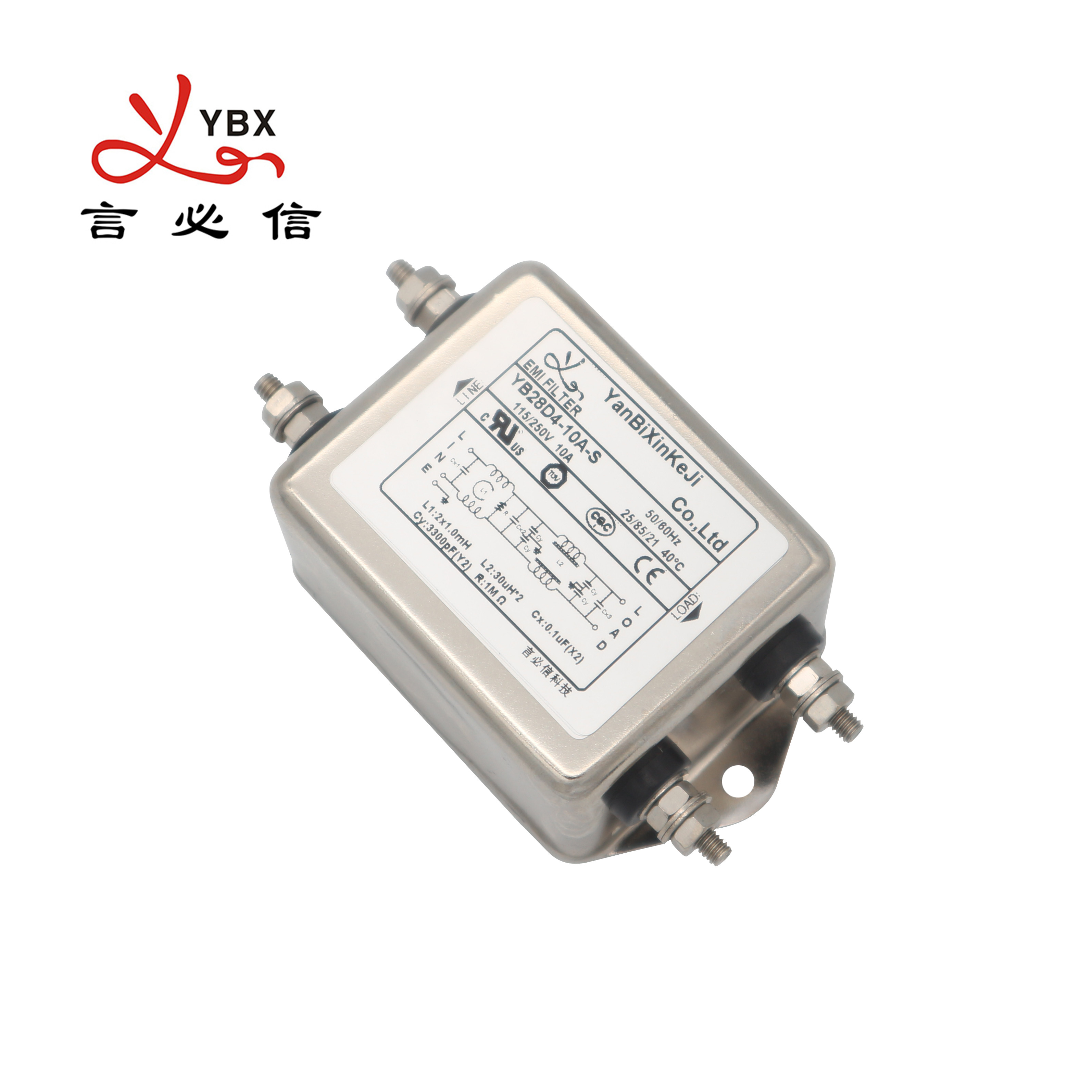 Single Phase Emi Power Filters 3A 6A 10A Bolts AC Low Pass Filter
