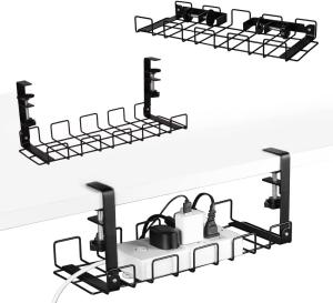 Wholesale Robust Black Metal Wire Cable Basket for Desk Single Tier Cable Trunking Holder from china suppliers