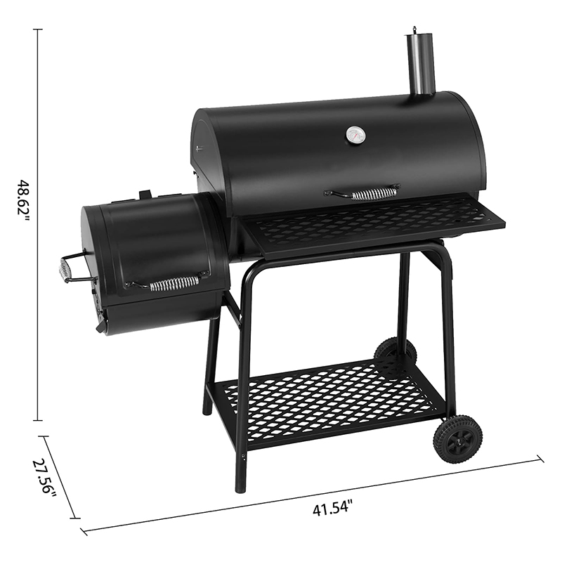 Heavy Duty Large Barrel Charcoal Grill for Garden Smoker DIY Black Cold Rolled Steel