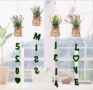 China Pendant artificial plant decor with love letter wall decoration on sale