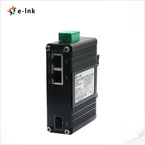 Wholesale Mini Industrial 1-Port 100/1000X SFP to 2-Port 10/100/1000T 30W PoE+ Media Converter from china suppliers