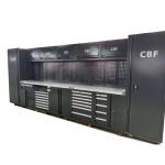 Black Spacious Metal Garage Workbench Cabinets W2400 D610 H40mm