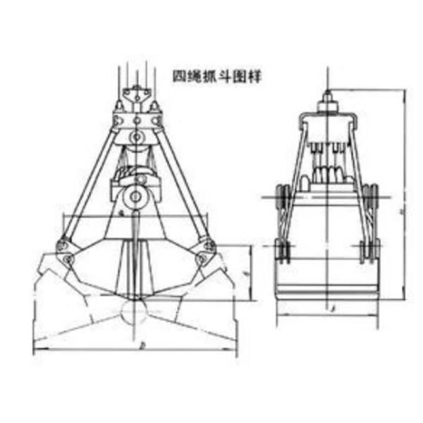 20 Ton Four Rope Mechanical Clamshell Grab For Coal Bulk Carrier Grab Bucket