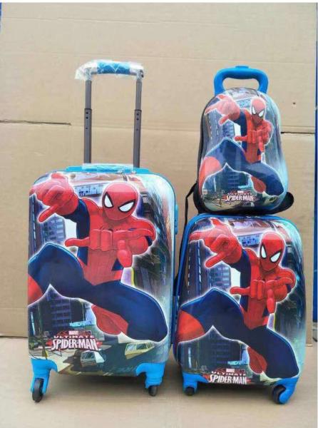 Custom Cartoon Anime Super Man Suitcase Children Rolling Luggage Bag Kids Boy