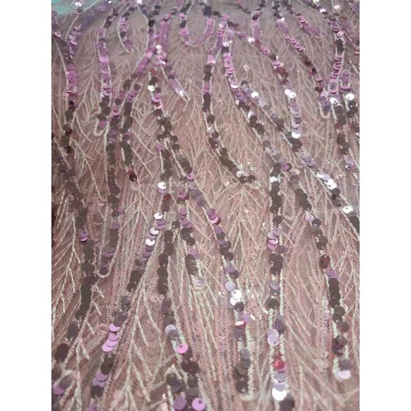 Wholesale Wave Pattern Net Base Embroidery Sequin Fabric for Dresses Covers Accessories